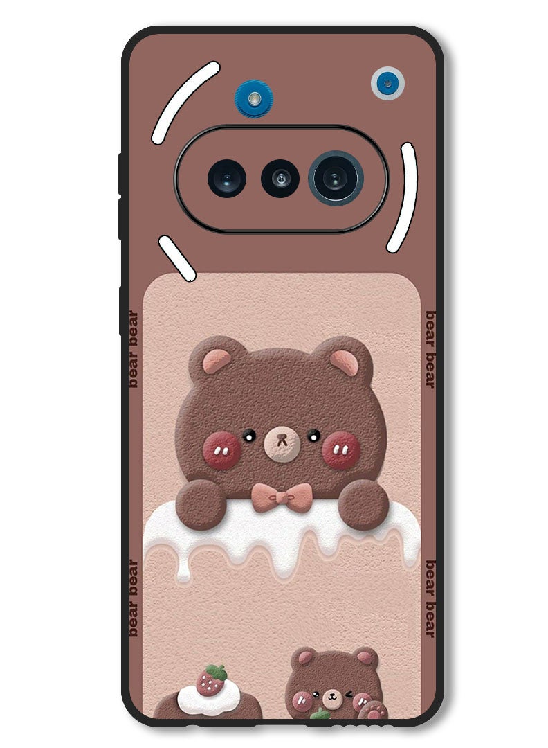 Theodor Case Compatible with Nothing Phone 3a Protection Shockproof Bumper Cover Bear Strawberry - Image 1