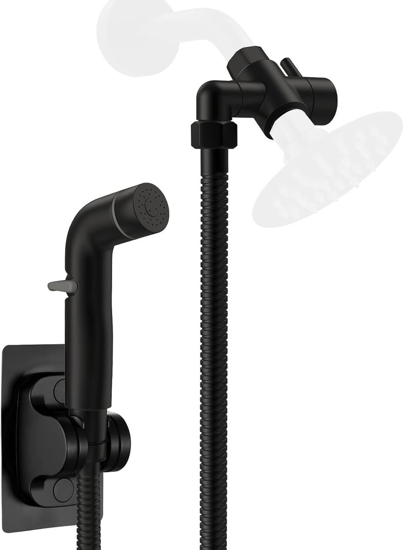 YDmeet Dog Shower Attachment Metal, Pet Shower Attachment for Fast and Clean Pet Bathing and Dog Washing, Brass 3-Way Diverter, Adjustable Pet Shower Sprayer, 7 ft Hose and Shower Holder, Black - Image 1
