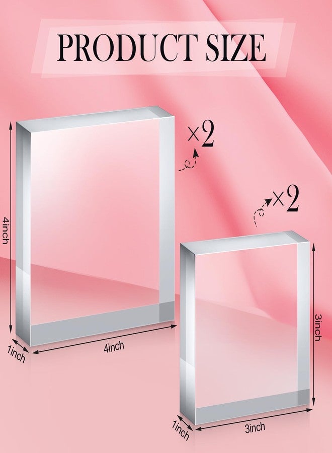 فيسينبال مجموعة فيسينبال من 4 قطع من مكعبات عرض الأكريليك المربعة، 3 × 3 × 1 بوصة، و4 × 4 × 1 بوصة، مكعب أكريليك شفاف مصقول، حامل عرض مجوهرات من الأكريليك، قاعدة عرض خواتم - Image 3