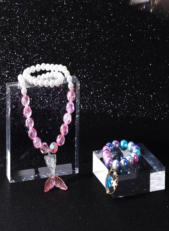 فيسينبال مجموعة فيسينبال من 4 قطع من مكعبات عرض الأكريليك المربعة، 3 × 3 × 1 بوصة، و4 × 4 × 1 بوصة، مكعب أكريليك شفاف مصقول، حامل عرض مجوهرات من الأكريليك، قاعدة عرض خواتم - Image 4