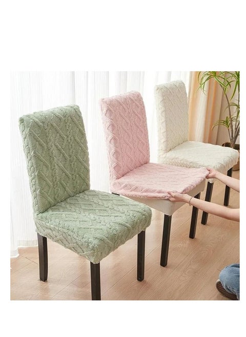 Jacquard dining chair covers - set of 6 chairs (off white)