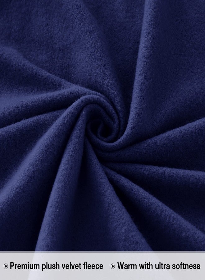 Viviland Plush Micro Fleece Full Bed Sheet Set - Soft Polar Fleece Velvet Sheets - Extra Warm Winter Flannel Bed Sheets with Deep Pocket - Navy - Full - Image 5