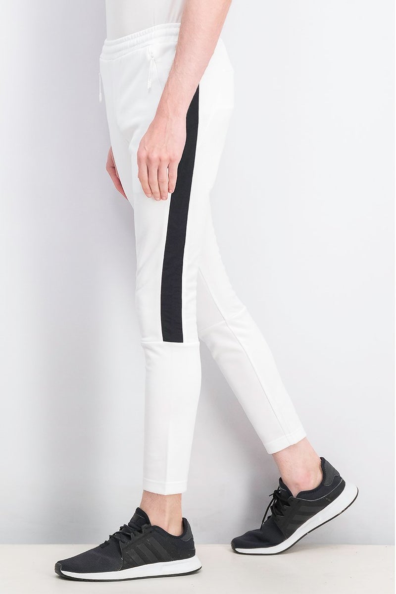 Reebok Men Sportswear Fit Side Stripe Training Track Pants, White - Image 4