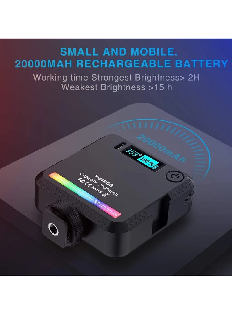 Xria W64RGB Full Color LED Video Light 2500K-9000K 800LUX Magnetic Mini Fill Light Extend 3 Cold Shoe 2000mAh Type-c Port - Image 4