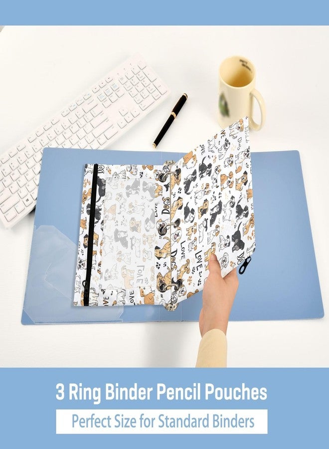 Kcldeci Pencil Pouch for 3 Ring Binder, Breeds Drawn Dogs 2 Pack Binder Pencil Pouch with Clear Window Pencil Bags with Zipper Pencil Case for binder - Image 5