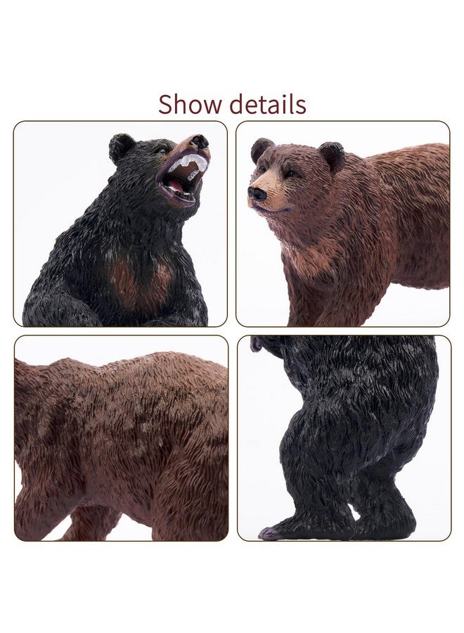 Toymany 6PCS Bear Figurines, Realistic Forest Animals Bear Family Figures Toy Set Includes Brown Bears Black Bears and Cubs, Education Toy Birthday for Kids Toddlers - Image 2