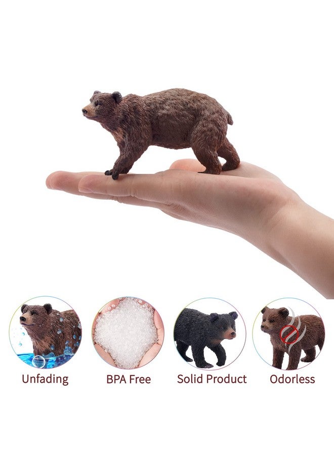 Toymany 6PCS Bear Figurines, Realistic Forest Animals Bear Family Figures Toy Set Includes Brown Bears Black Bears and Cubs, Education Toy Birthday for Kids Toddlers - Image 3