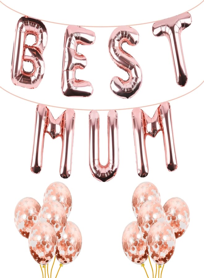 WXJ13 Mothers Day Balloons 16" BEST MUM Mother's Day Foil Balloons Mothers Party Balloons for Happy Mothers Decor Party Supplies