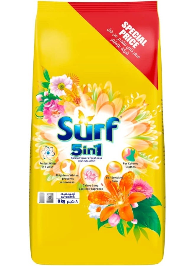 surf مسحوق غسيل سيرف 5 في 1 برائحة زهور الربيع 8 كجم - Image 1