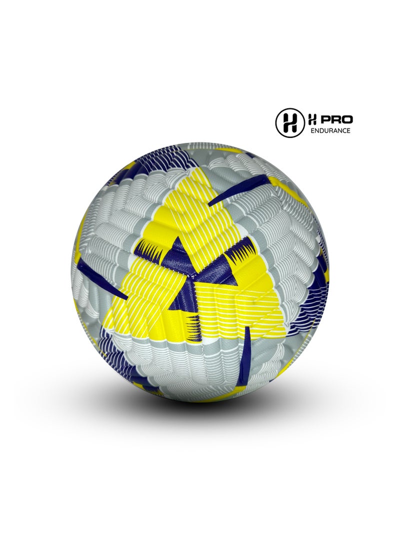 أتش برو إتش إم سبورتس 866 3 كرة قدم تدريب بحجم 5 | لمسة ناعمة، قبضة محسّنة، مثالية للمبتدئين واللاعبين المتقدمين | بنفسجي/أصفر - Image 1