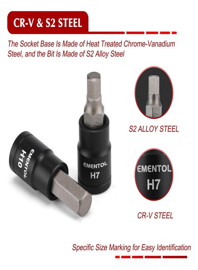 EMENTOL 71-Piece Torx Bit & Hex Bit Socket Set, Master SAE/Metric, 1/4", 3/8" and 1/2" Drive, S2 and CrV Steel, Includes E4-E24, Socket/Drill Adapter - Image 3