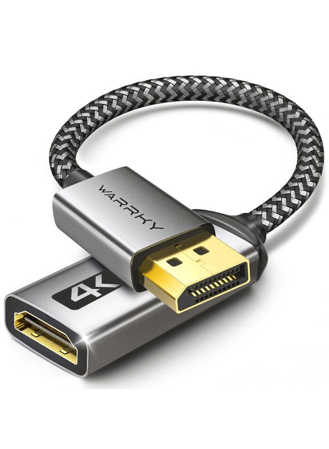 Warrky 4K DisplayPort to HDMI Adapter, Uni-Directional [Metal Case, Gold-Plated Pins] Display Port Source to HDMI Monitor Converter 1080P@120Hz Compatible for HP, AMD, NVIDIA. Male to Female - Image 1