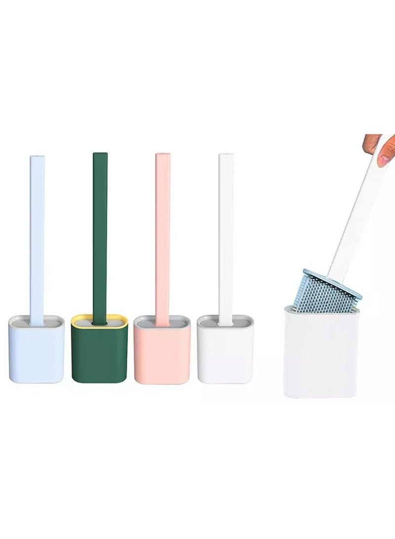 DubaiGallery 1 PCS Toilet Brush Long Handled Silicone Bathroom Cleaning Brush Wc Flat Head Soft Flexible Bristles Brush Bathroom Accessories Random Colour - Image 1