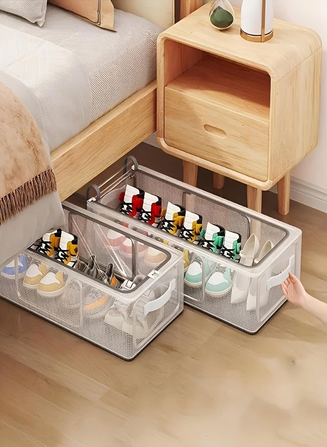 Carrot - Shoe Storage Box, Shoe Organizer for Closet, Clear Plastic Stackable Shoe Boxes, Space Saving Foldable Sneaker Shoe Rack Containers Bin Holder (1), 60 x 30 x 15 Cm (PACK OF 1) - Image 5
