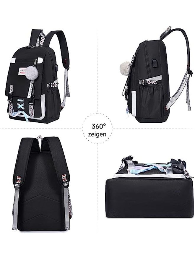 MLADEN Girls Backpack Teen Rucksack Large Capacity Female College Student Locked Schoolbag Anti-Theft Backpack with USB Charging Port (purple) - Image 3