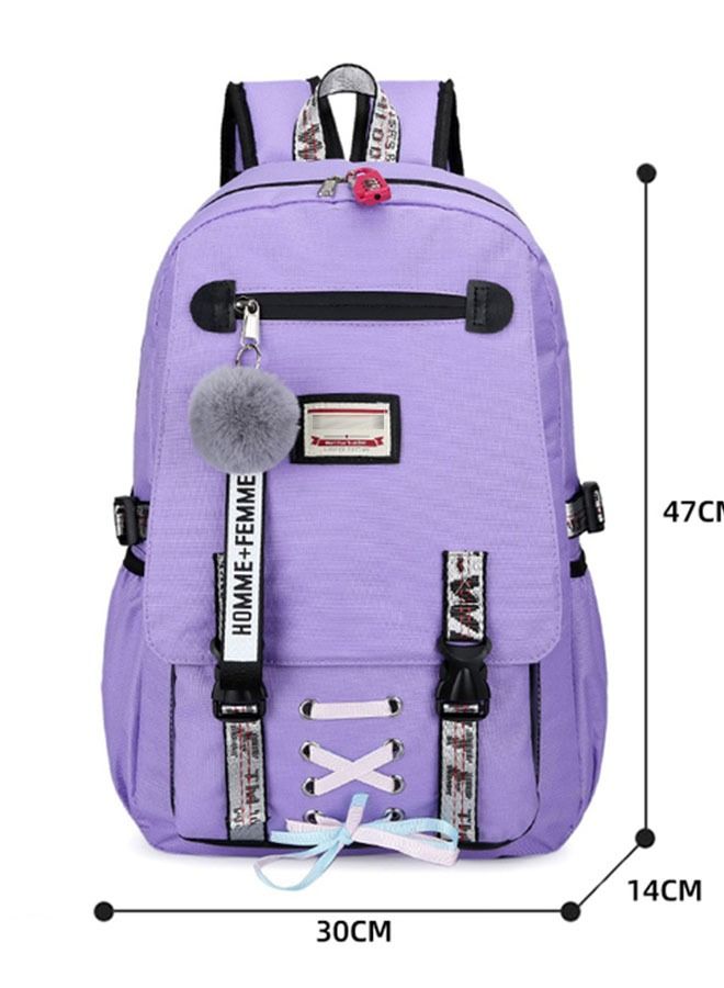 MLADEN Girls Backpack Teen Rucksack Large Capacity Female College Student Locked Schoolbag Anti-Theft Backpack with USB Charging Port (purple) - Image 2