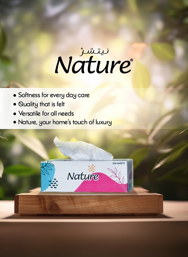 Nature Facial Tissues 200 Sheets X 2 Ply Premium Quality Promo Pack of 4+1 Free  White  - Image 4