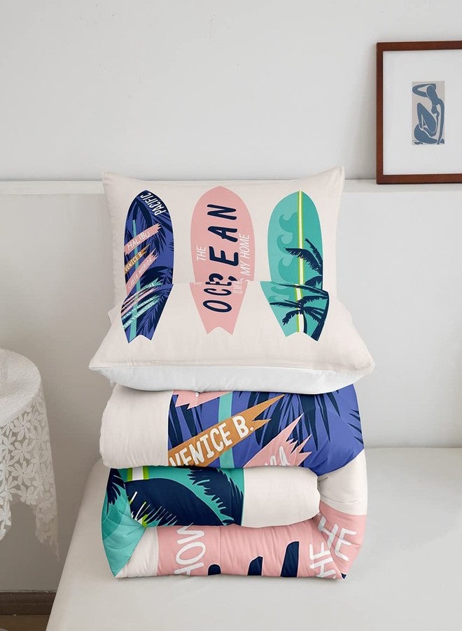 Homewish Surfboard Bedding Set Full Size Summer Sea Surfing Theme Comforter Set 3pcs for Kids Boys Girls Ocean Theme Duvet Insert Luxury Microfiber Down Comforter - Image 5