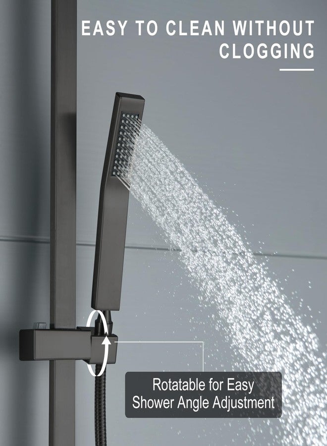 BEIYI Matte Black Handheld Shower with Slide Bar Square Handheld Shower Head with Hose High-Pressure Shower Head with 29" Long Slide Bar Combo Adjustable Height - Image 5