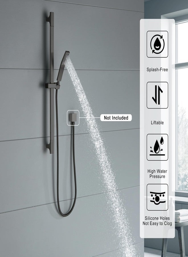BEIYI Matte Black Handheld Shower with Slide Bar Square Handheld Shower Head with Hose High-Pressure Shower Head with 29" Long Slide Bar Combo Adjustable Height - Image 2