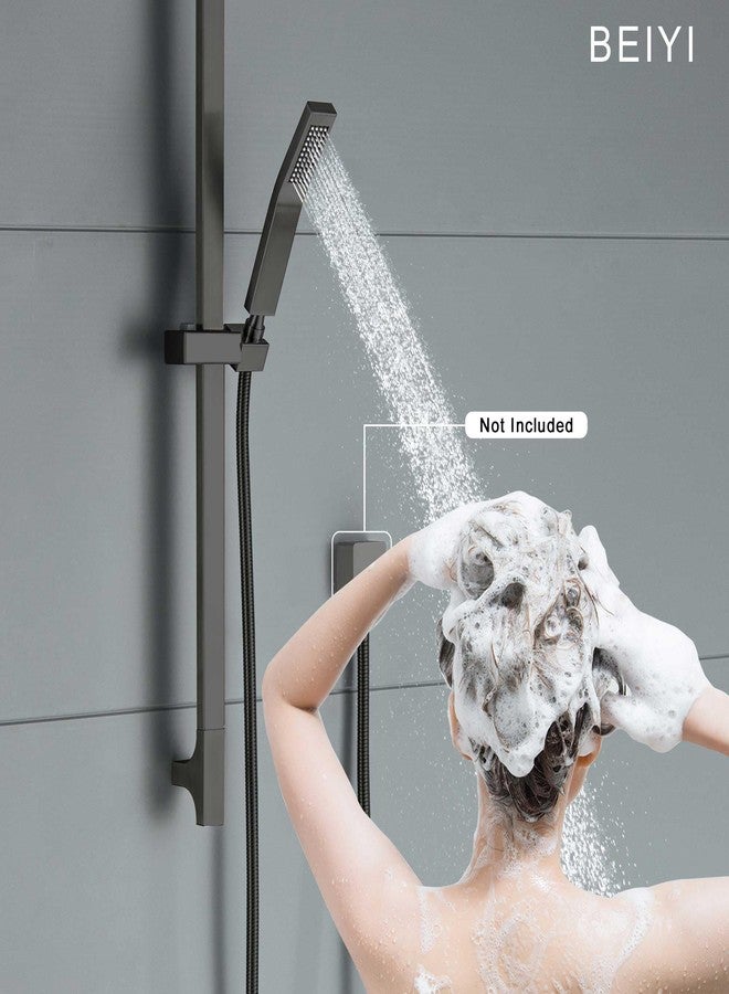 BEIYI Matte Black Handheld Shower with Slide Bar Square Handheld Shower Head with Hose High-Pressure Shower Head with 29" Long Slide Bar Combo Adjustable Height - Image 3
