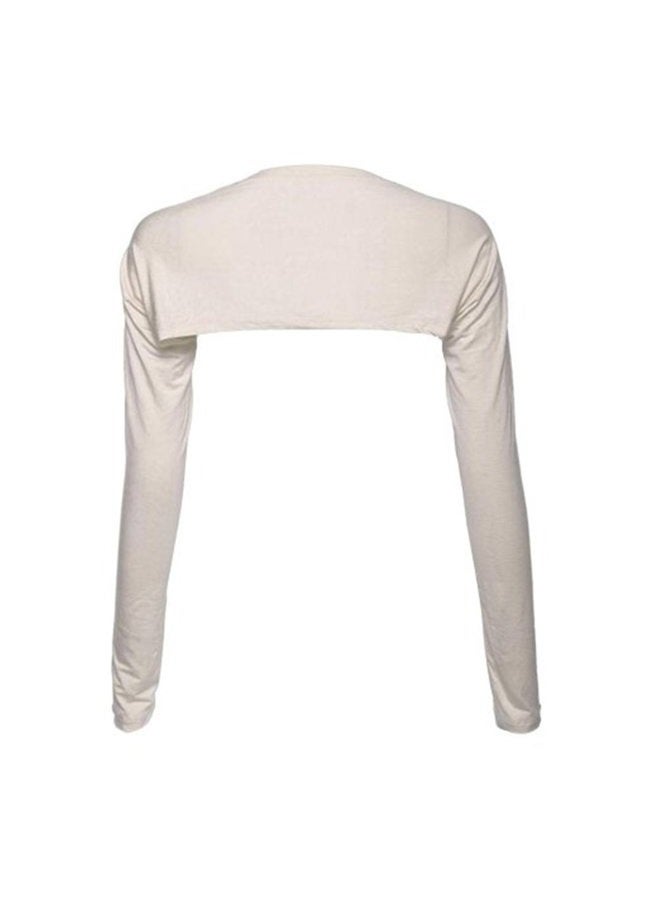 YEESAM Bolero Shrugs for Women Long Sleeve Arm Sleeves Hijab Accessories One Size (Beige) - Image 1