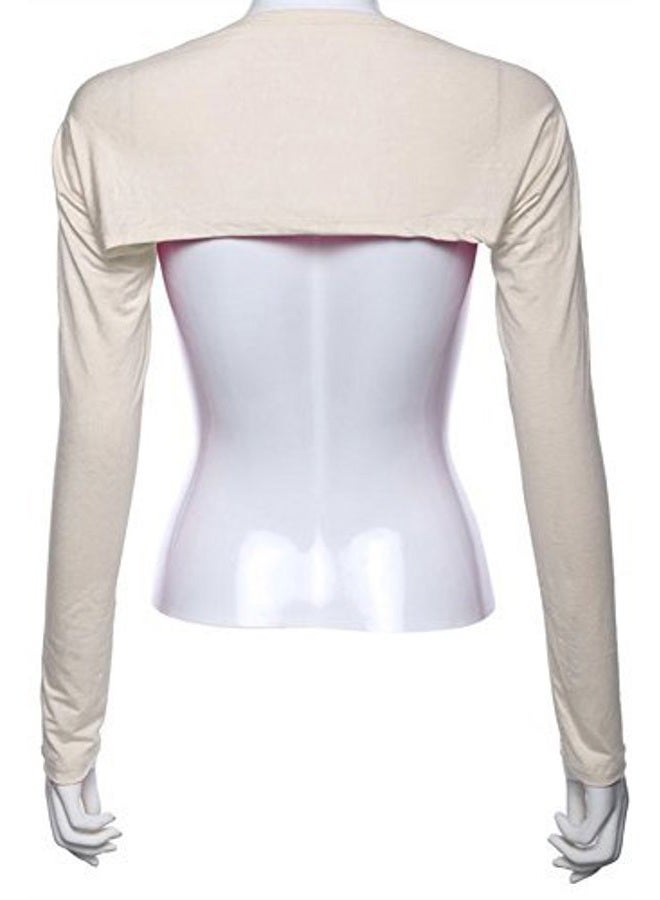 YEESAM Bolero Shrugs for Women Long Sleeve Arm Sleeves Hijab Accessories One Size (Beige) - Image 2