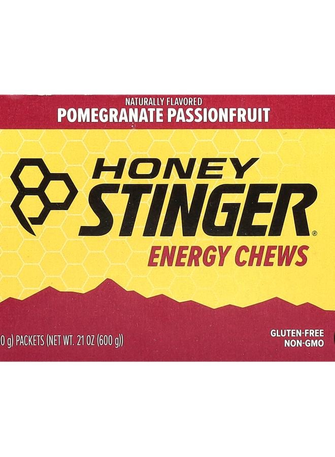 Honey Stinger Energy Chews Pomegranate Passionfruit 12 Packets 1.8 oz (50 g) Each