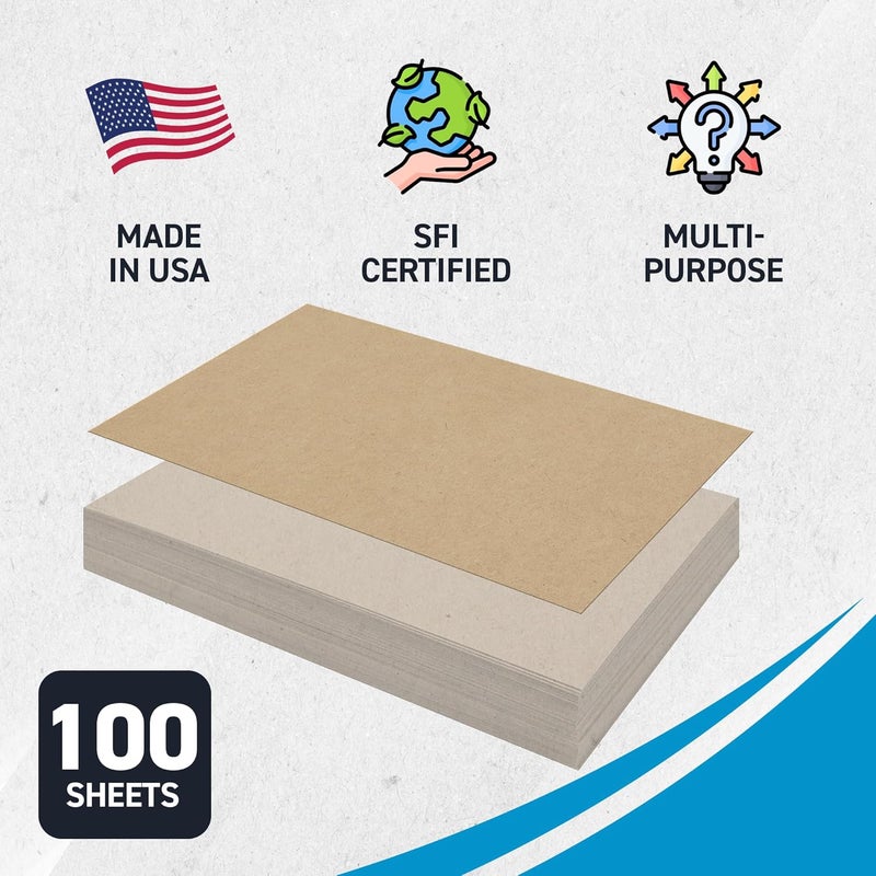 MagicWater Supply MagicWater Chipboard Sheet for DIY Projects - 11x17 Inch - 100 Pack - 22 pt - Heavy Duty Kraft (0.020 Inch Thick) Paperboard, for Scrapbooking, Books, Picture Frame Backing, Arts Project & Crafts - Image 3
