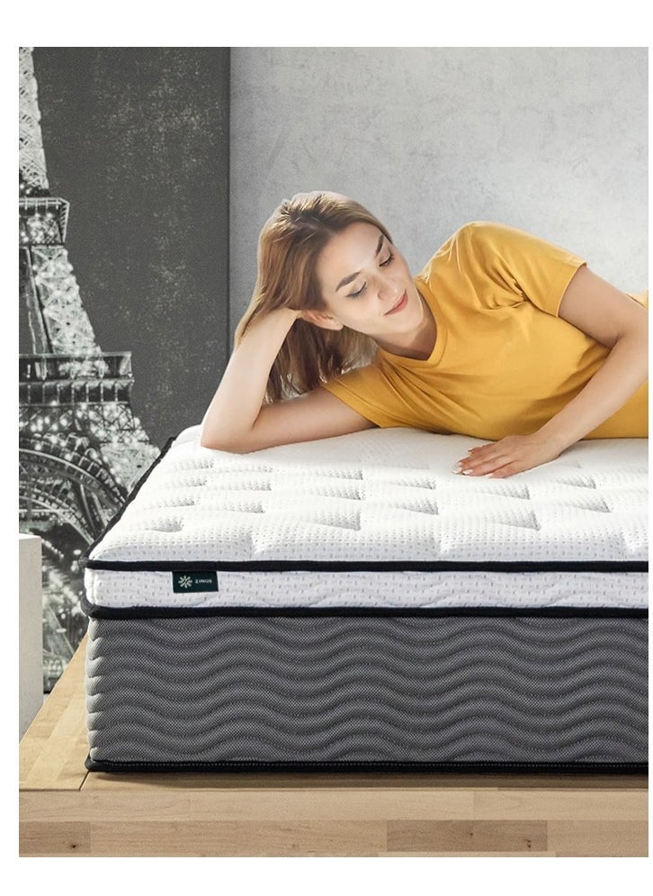 Zinus Pocket Spring Hybrid Mattress, King, Fiberglass Free, Medium Feel, Motion Isolation, Certified Safe Foams & Fabric, Mattress in A Box (193.0 X 203.2 X 30.5 CM) - Image 1