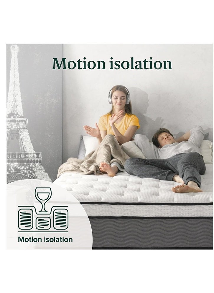 Zinus Pocket Spring Hybrid Mattress, King, Fiberglass Free, Medium Feel, Motion Isolation, Certified Safe Foams & Fabric, Mattress in A Box (193.0 X 203.2 X 30.5 CM) - Image 4