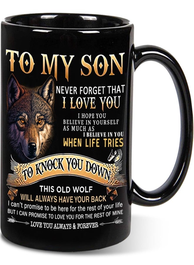 Aurahouse Gifts for Son from Mom Dad - 11oz Inspiration Wolf Mug, Son Birthday Gifts, Father's Day, Graduation, Christmas, Valentines Day Gift for Sons Adult Kids Men Coffee Cup - Image 1