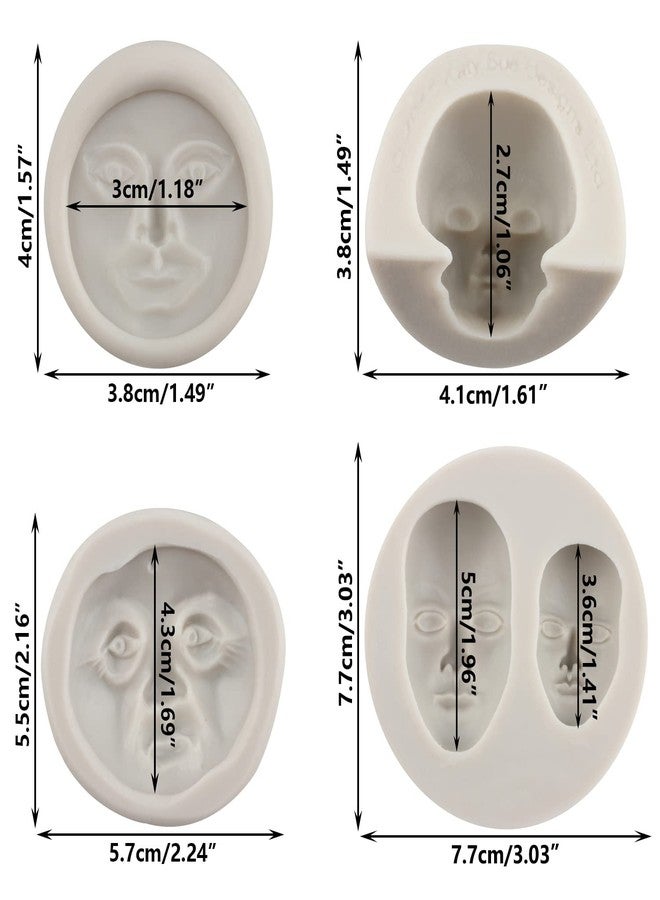 Sijiangmold Moon Face Silicone Mold Human Face Fondant Mold For Cake Decorating Chocolate Candy Cupcake Topper Polymer Clay Set Of 4 - Image 2