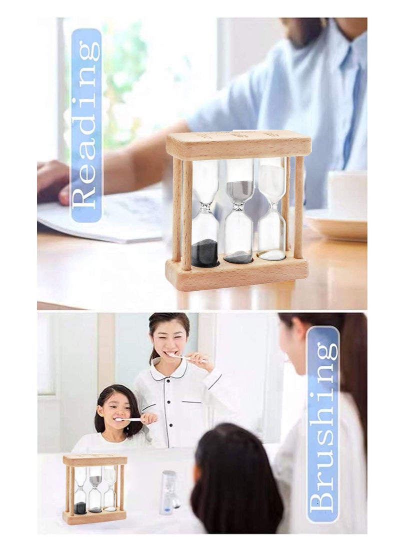 SYOSI Wooden Sand Hourglass Timer Wood Frame Hourglass Sandglass Sand Clock Timer 1+3+5 Minute Mini Sand Timer Decoration Small Gift for Games Classroom Home Office Decoration - Image 4