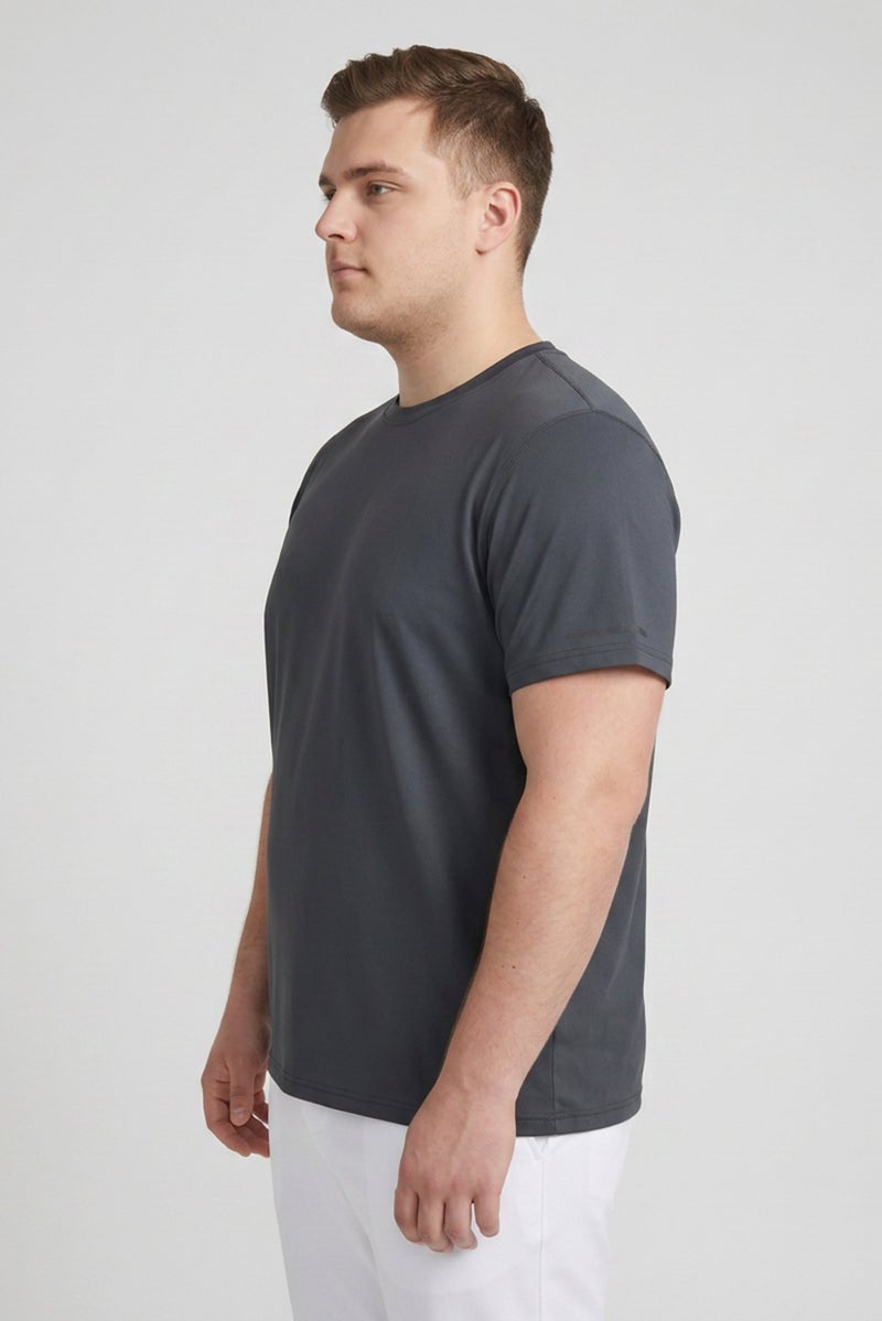 Layer 8 Men Sportswear Fit Short Sleeve Training T-Shirt, Dark Grey - Image 3