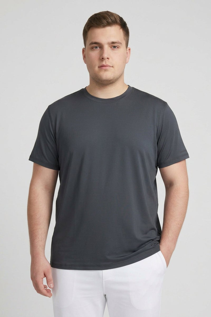 Layer 8 Men Sportswear Fit Short Sleeve Training T-Shirt, Dark Grey - Image 1