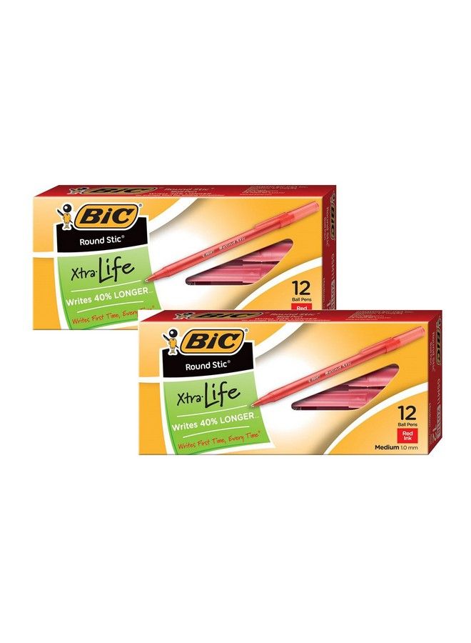 Bic عبوة من 2 قلم حبر جاف بيك راند ستك إكسترا لايف أحمر نقطة متوسطة (1.0 مم) - Image 1