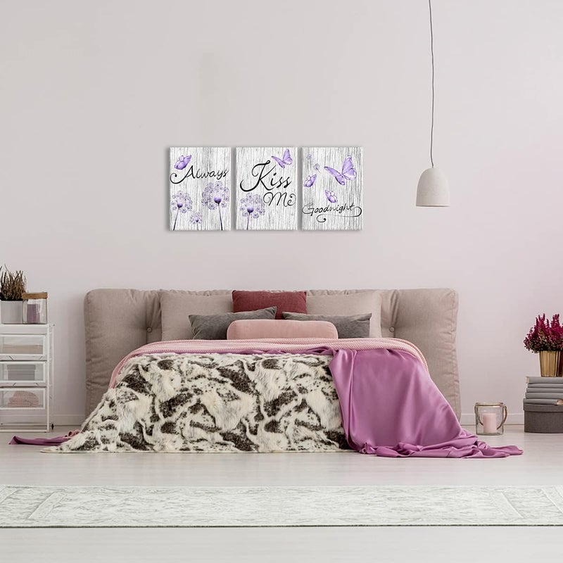 Kalormore Purple Butterfly and Dandelion Canvas Wall Art - Image 3