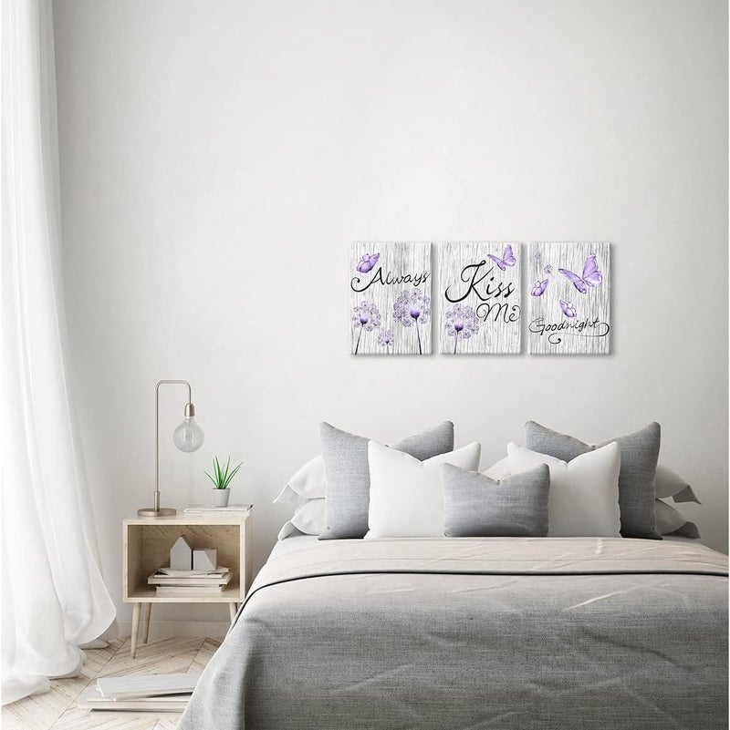 Kalormore Purple Butterfly and Dandelion Canvas Wall Art - Image 2