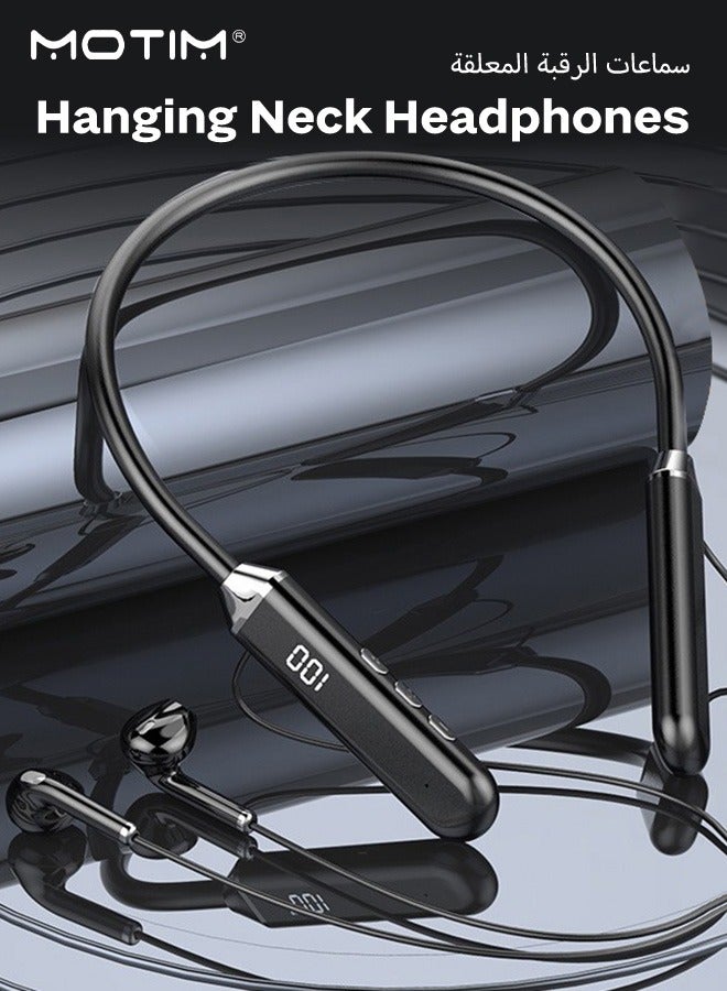 Motim Neck-Mounted Bluetooth Headset, LED Digital Display, Stereo Sports Noise Canceling Wireless In-Ear Headphones - Image 1