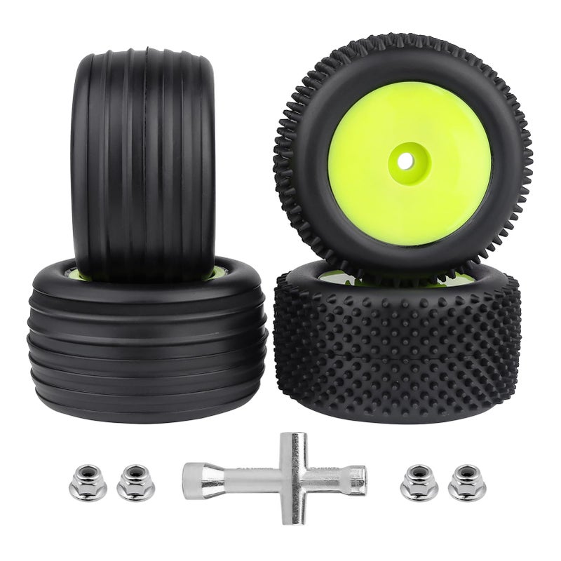 CrazyHobby Preglued Tires and Wheels Front Rear for Losi MiniT 20 Green Rims - Image 3