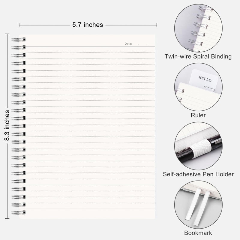 RETTACY Spiral College Ruled Notebook, 3-Pack, 160 Pages per Pack, A5 Medium Size (5.7" x 8.3"), for School, Work, Writing, Journaling, 100 GSM Thick Paper, Flexible Plastic Cover - Image 2