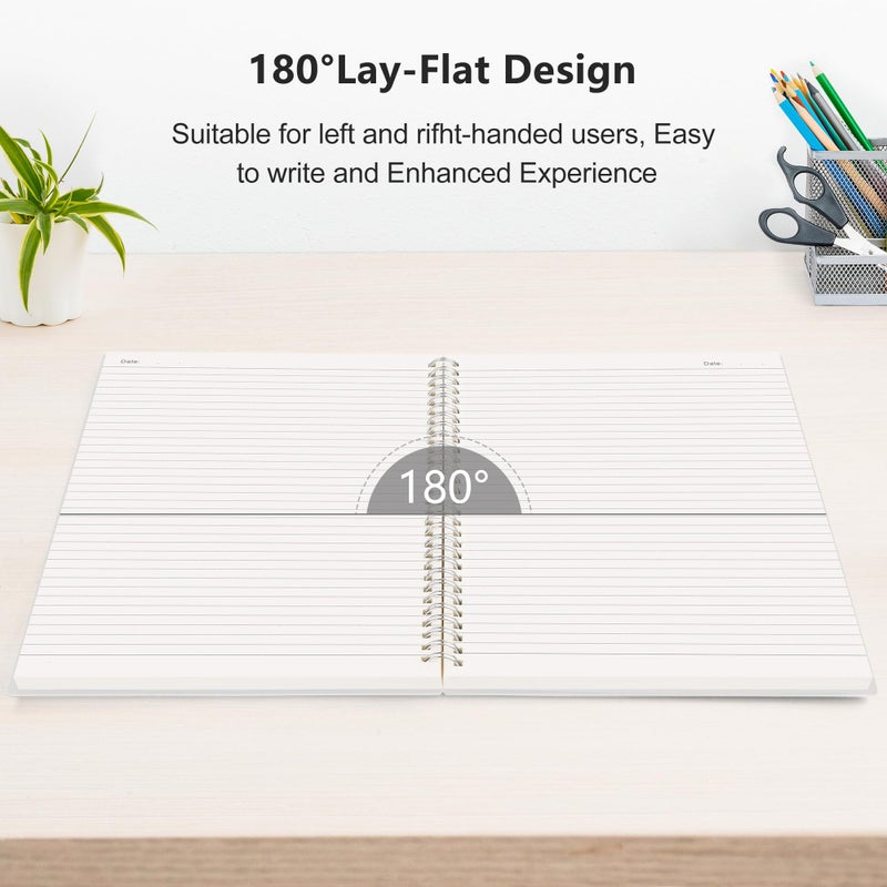 RETTACY Spiral College Ruled Notebook, 3-Pack, 160 Pages per Pack, A5 Medium Size (5.7" x 8.3"), for School, Work, Writing, Journaling, 100 GSM Thick Paper, Flexible Plastic Cover - Image 5
