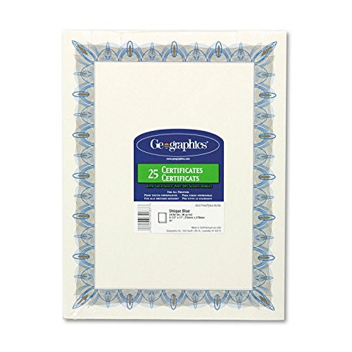 Geographics 39087 Award Certificates w/Gold Seals, 8-1/2 x 11, Unique Blue Border, 25/Pack - Image 2