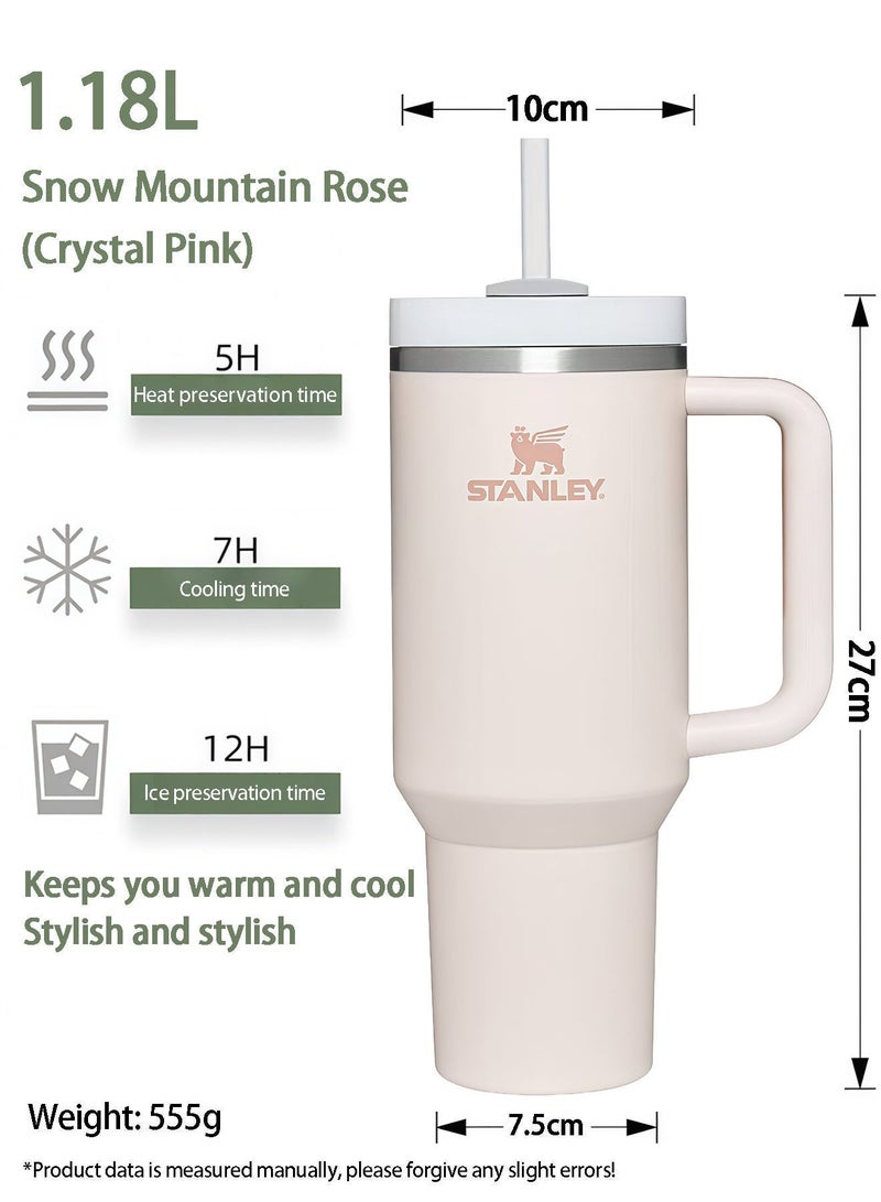 Stanley Quencher H2.0 FlowState Stainless Steel Vacuum Insulated Tumbler with Lid and Straw for Water, Iced Tea or Coffee, Smoothie and More, Rose Quartz, 40 oz Stainless Steel 32x15x 10cm - Image 5