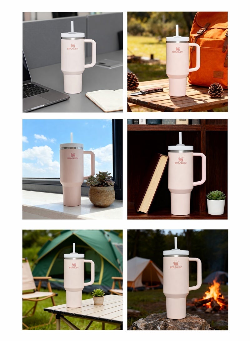 Stanley Quencher H2.0 FlowState Stainless Steel Vacuum Insulated Tumbler with Lid and Straw for Water, Iced Tea or Coffee, Smoothie and More, Rose Quartz, 40 oz Stainless Steel 32x15x 10cm - Image 4