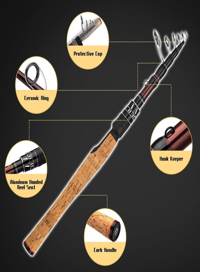 EOW XPEDITE Portable Telescopic Spinning Fishing Rods, 24T Rod Blanks & Solid Carbon Tip, Comfortable Cork Handle, Travel Rod, Fresh & Salt Water Fishing, Light Weight and Short Collapsible Rods - Image 4