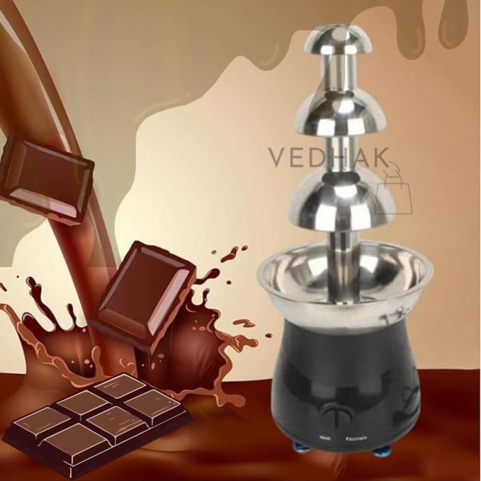 VEDHAK Electric Mini Self-Restraint Heated Chocolate Fountain Machine for Chocolate Fondue 1 Lts 3Tier Melt Dipping Machine Warmer|Household Birthday Party Brown|Home & Garden | Kitchen, Dining & Bar. - Image 5