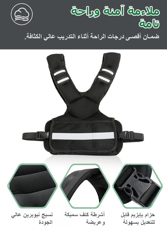 سترة أثقال قابلة للتعديل للرجال والنساء، سترة رياضية بوزن 6-12 رطل مع 6 أوزان حديدية، سترة أثقال مزودة بشريط عاكس ومساحة تخزين للجري وتمارين القوة والمشي والركض والتمارين الرياضية المنزلية وتمارين الكارديو وبناء العضلات وفقدان الوزن، أسود - Image 2