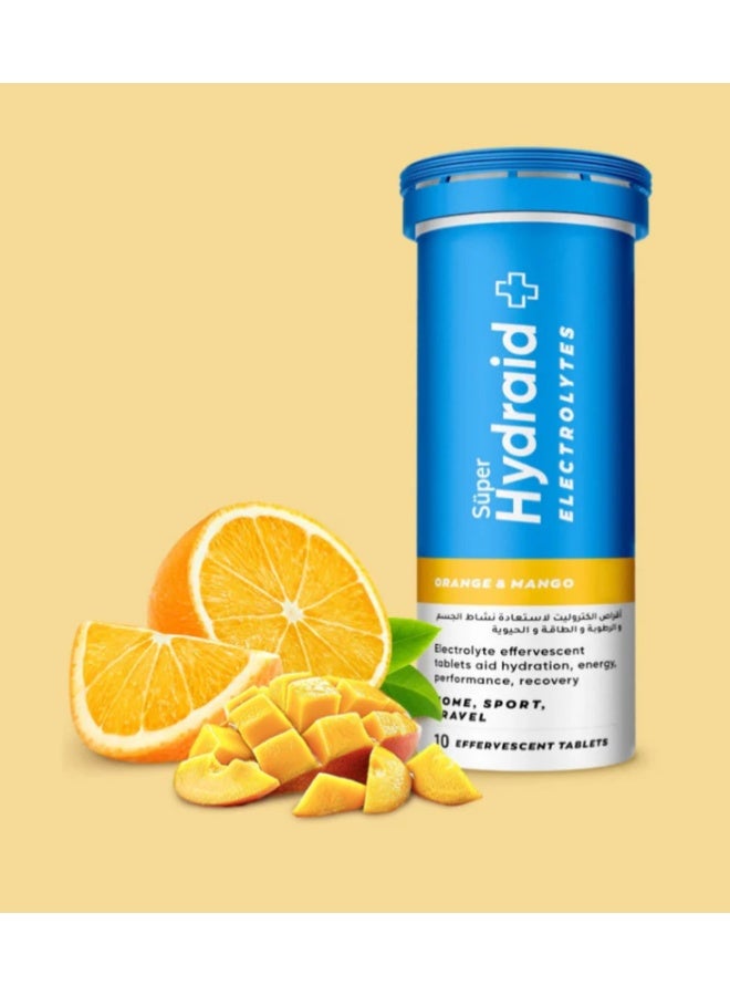 Super Hydraid Electrolyte Effervescent Tablets 10 Count – Orange & Mango Flavor - Image 2